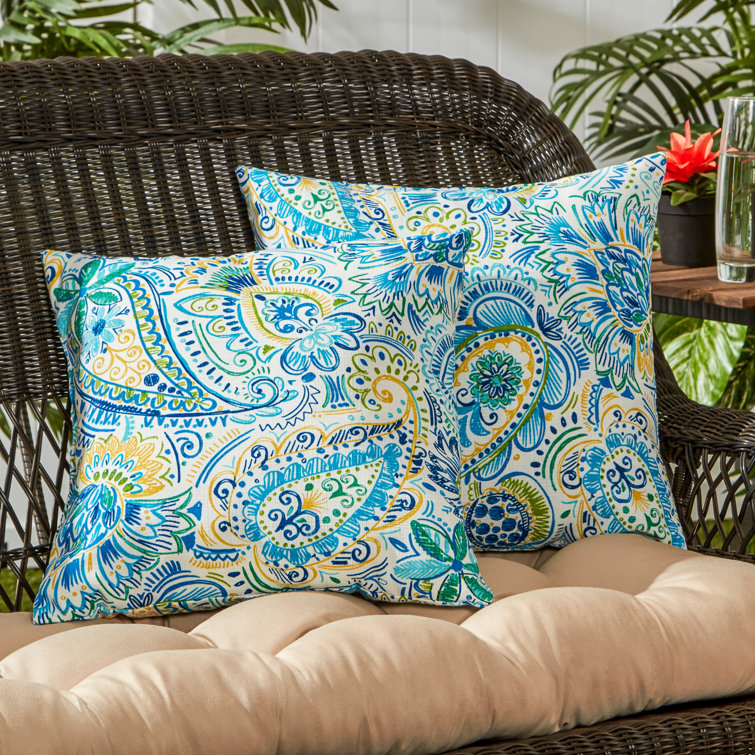 Baltic Paisley 17'' Square Outdoor Accent Pillow Set