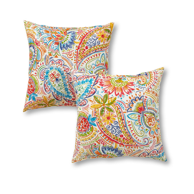 Jamboree Paisley 17" Square Outdoor Throw Pillows Set