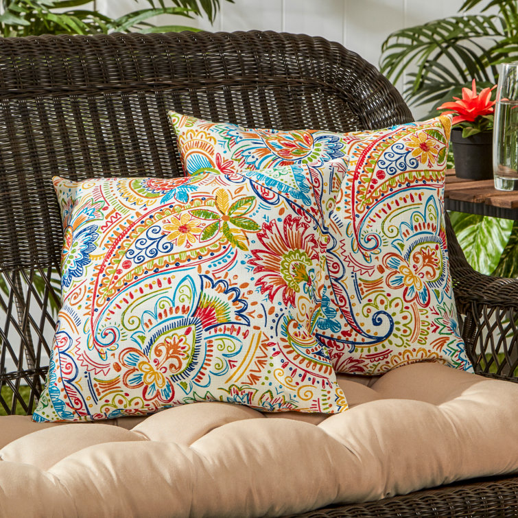 Jamboree Paisley 17" Square Outdoor Throw Pillows Set