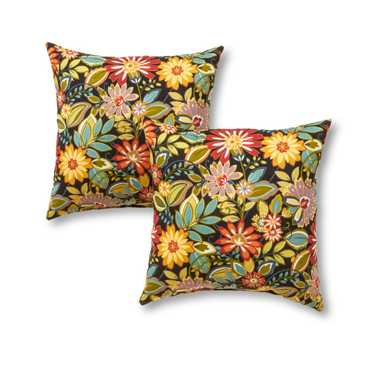 Jungle Floral 17" Square Outdoor Throw Pillow Set