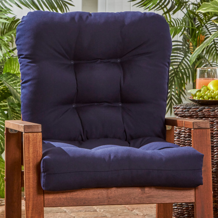Navy Blue Polyester High Back Outdoor Chair Cushion