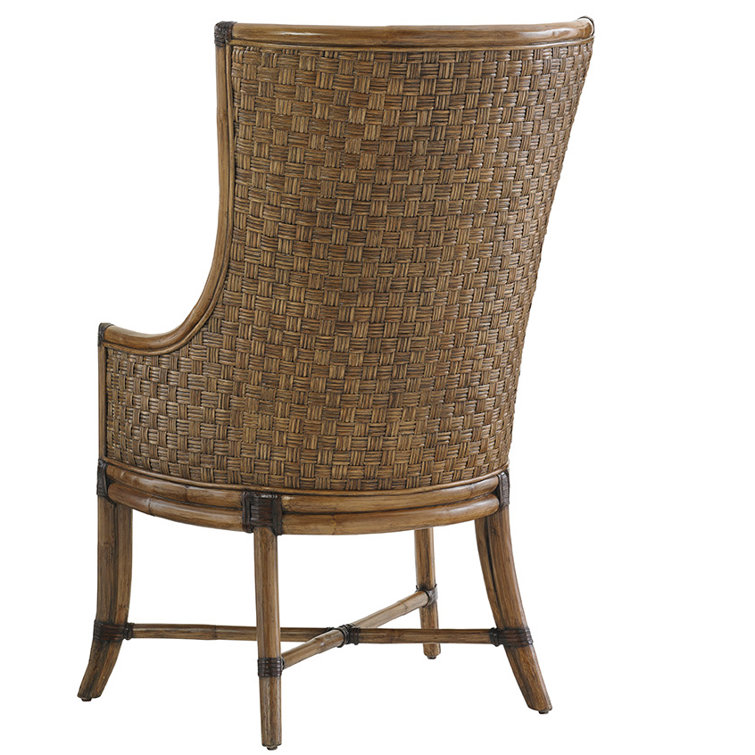 Ivory and Rattan High Back Arm Chair