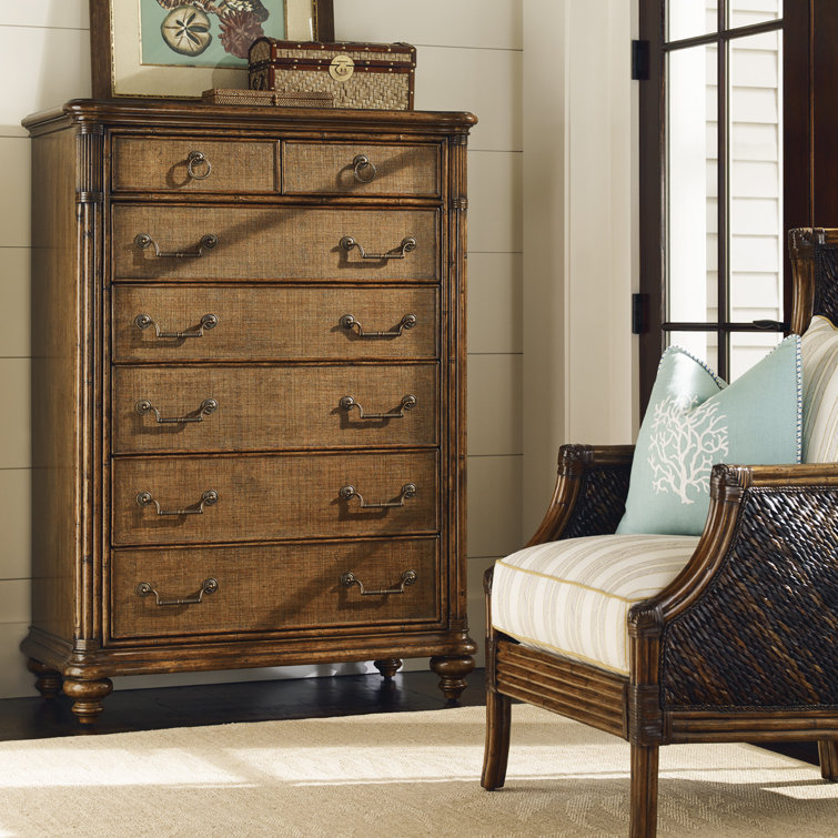 Bali Hai Caribbean Sunset 7-Drawer Cherry and Bamboo Chest