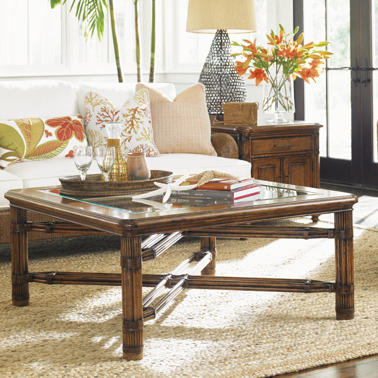 Capri Transitional Brown Square Cocktail Table with Storage