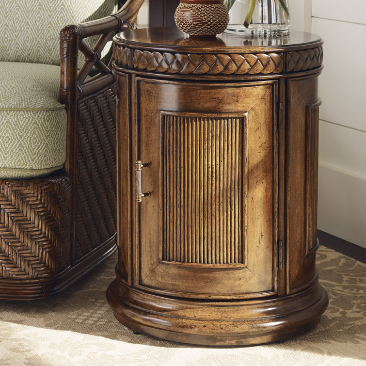 Transitional Bali Hai Belize 19'' Drum End Table with Storage
