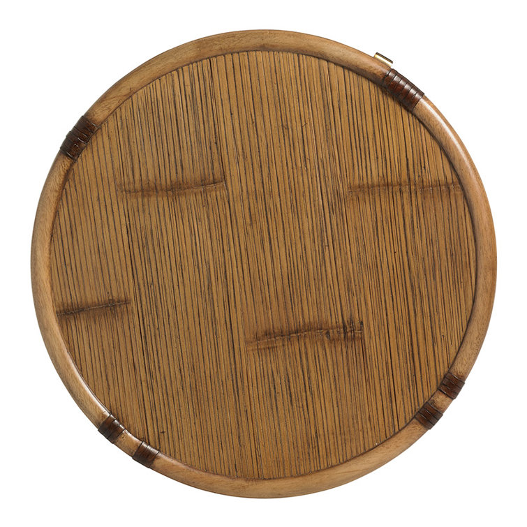 Transitional Cassada 20'' Round Drum End Table with Storage in Brown