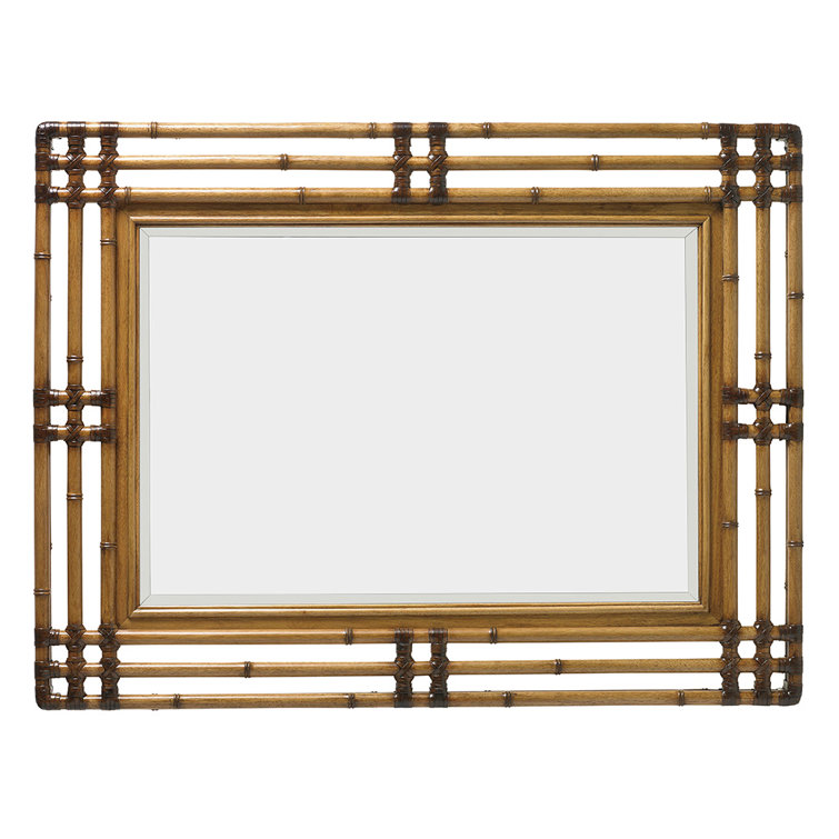 Twin Palms Windward 50.5'' Brown Leather-Wrapped Dresser Mirror