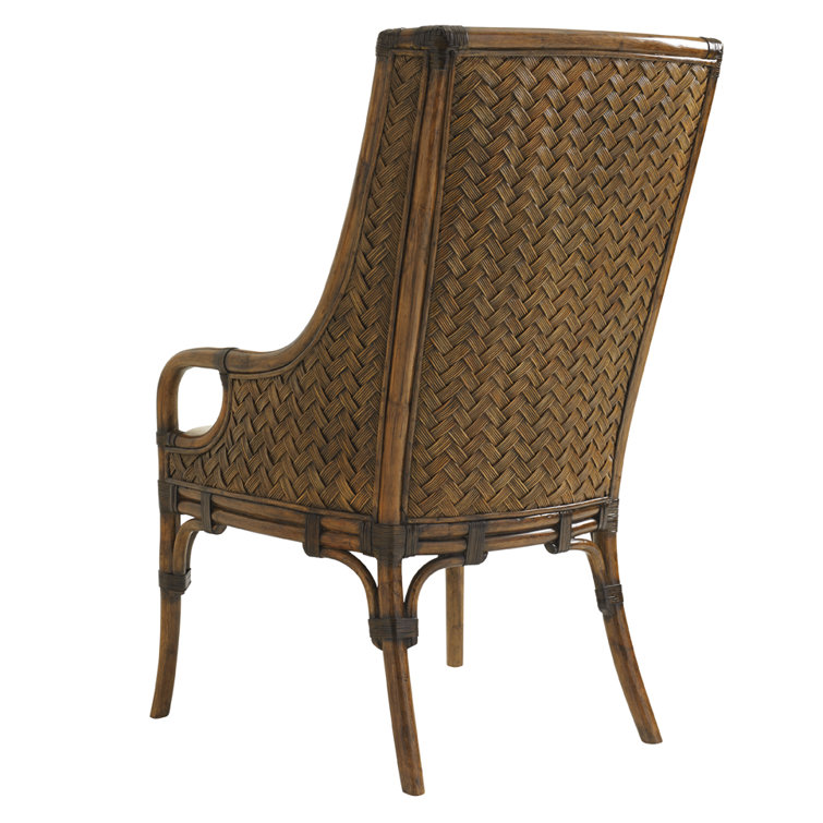 Marabella Cream Leather & Rattan 43" Transitional Arm Chair