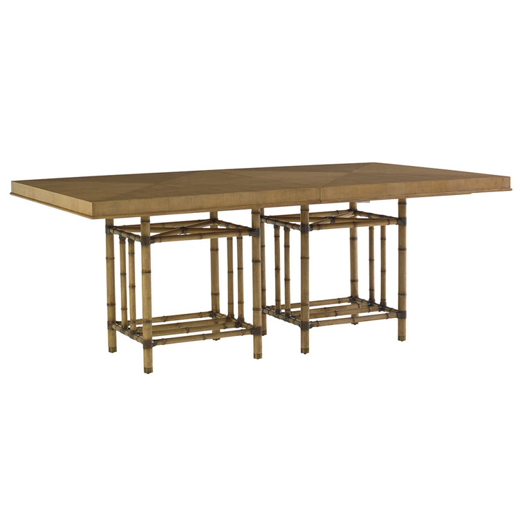 Brown Extendable Bamboo and Wood Dining Table