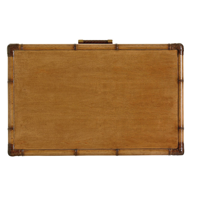 Transitional Bamboo-Wrapped 3-Drawer Nightstand in Brown with Raffia Accents