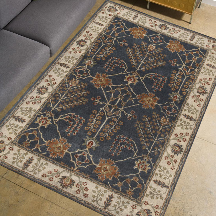 Hand-Tufted Indigo Wool Rectangular Area Rug 3'6" x 5'6"