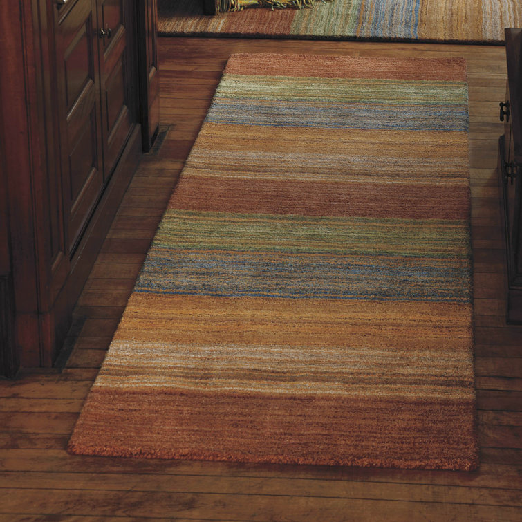 Handwoven Multicolor Stripe Tufted Wool Area Rug 3' x 5'
