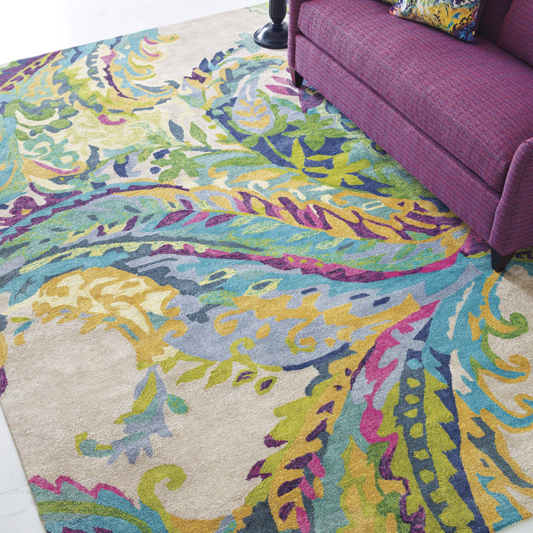 Serene Blue Hand-Tufted Wool and Viscose 5' x 8' Rectangular Rug