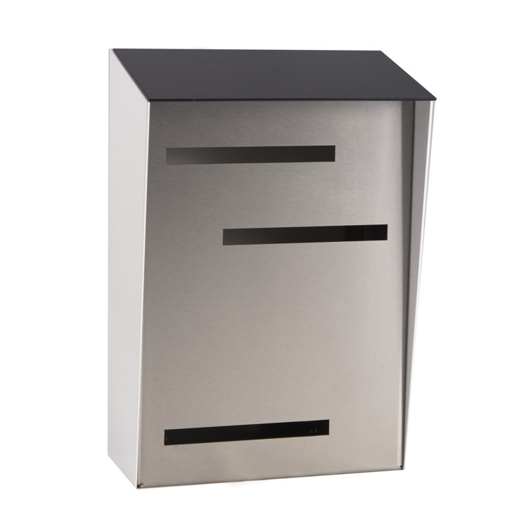 Modern Black and Silver Stainless Steel Wall Mounted Mailbox