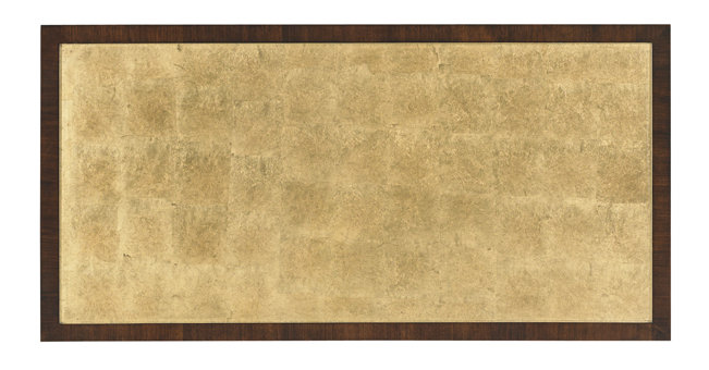 Bel Aire Gold Leaf Accented Brown Home Office Desk with Glass Top
