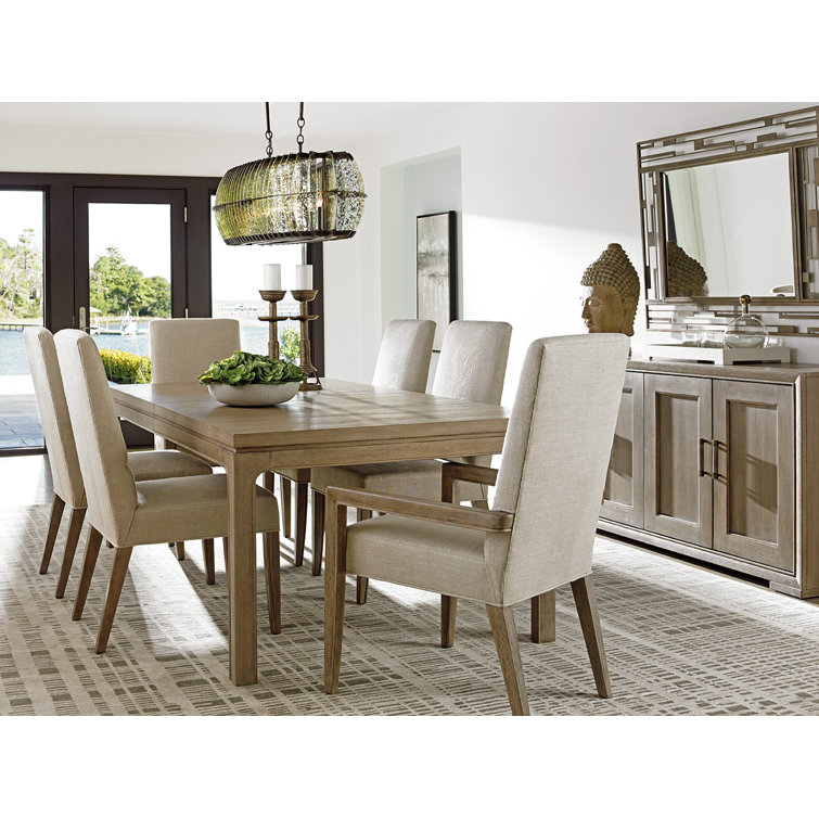 Dove Gray Linen Upholstered Wood Arm Chair