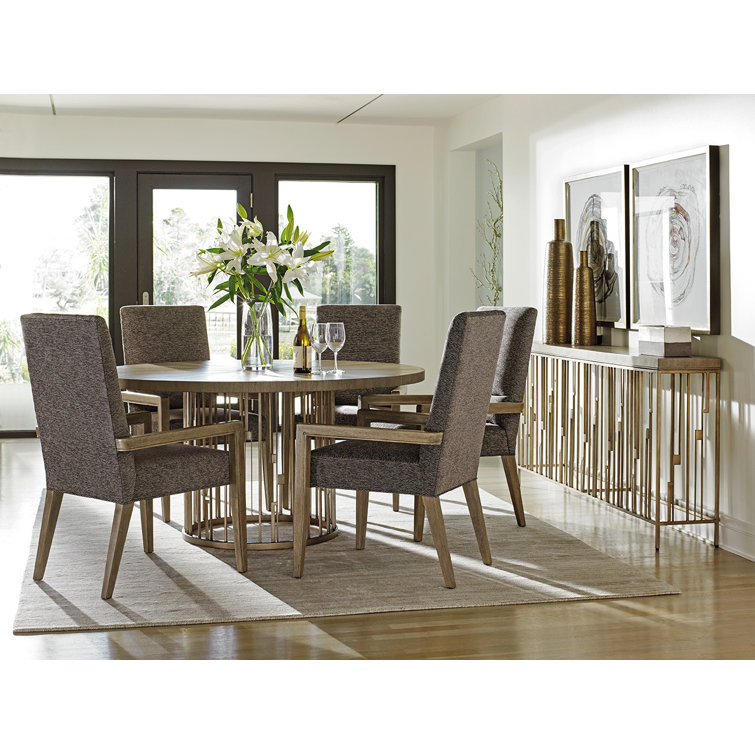 Transitional Shadow Play 72'' Beige Wood & Metal Console Table