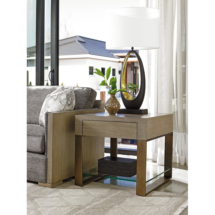 Casual Contemporary Taupe-Gray Square End Table with Storage