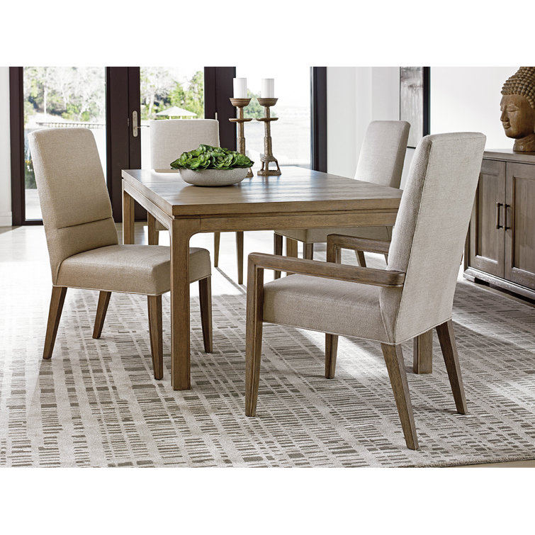 Natural High Back Beige Linen Upholstered Side Chair