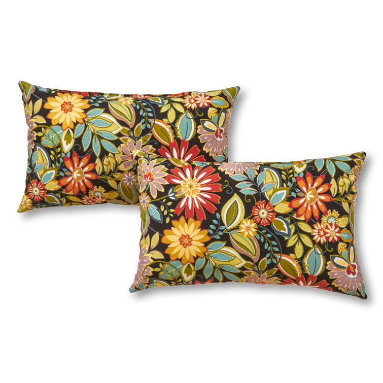 Jungle Floral Rectangular Outdoor Throw Pillows Set
