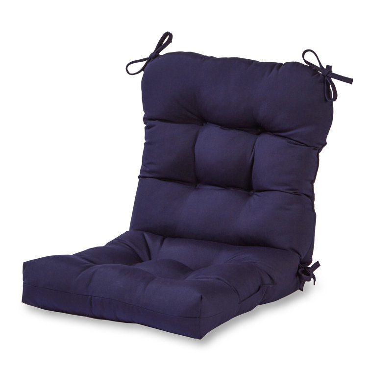 Navy Blue Polyester High Back Outdoor Chair Cushion