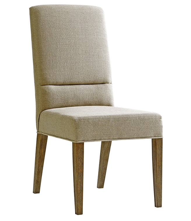 Natural High Back Beige Linen Upholstered Side Chair