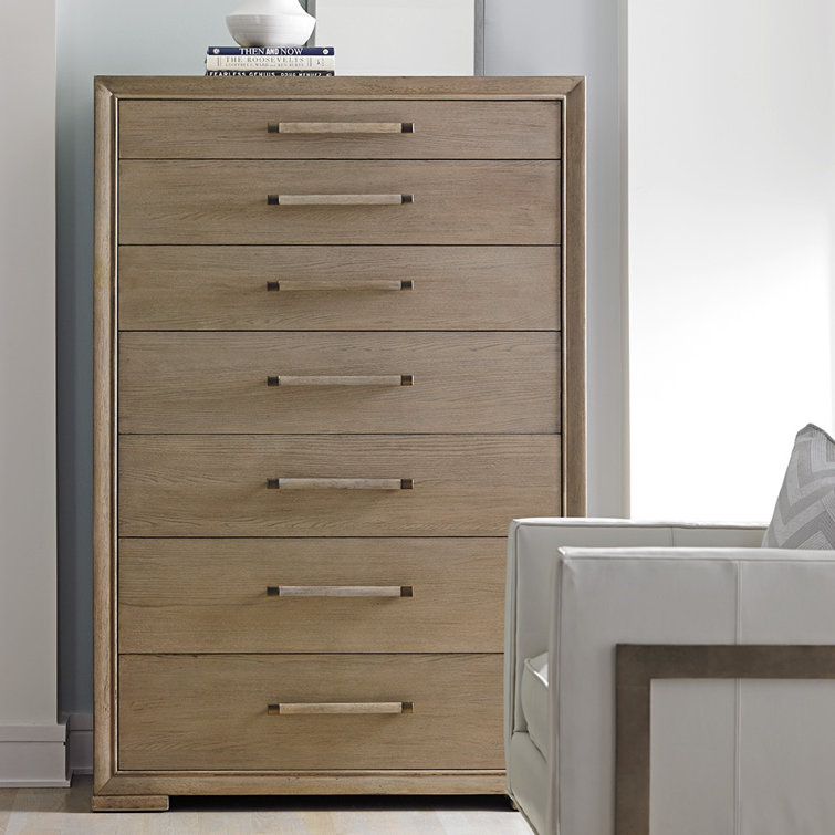 Gray Aged Silver 7-Drawer Tall Wooden Chest