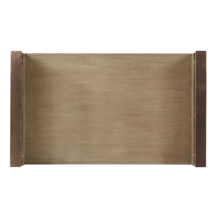 54" Rectangular Glass and Elm Cocktail Table