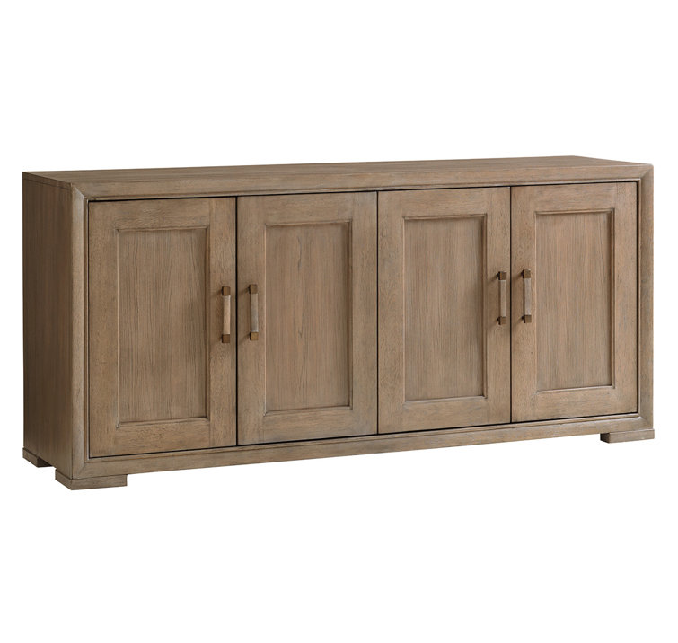 Transitional Beige 74'' Wide Buffet with Adjustable Shelves and Felt-Lined Drawer