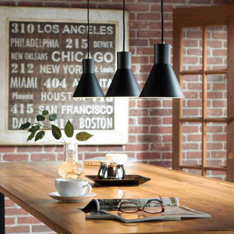 Brushed Nickel Black Metal Single Light Pendant