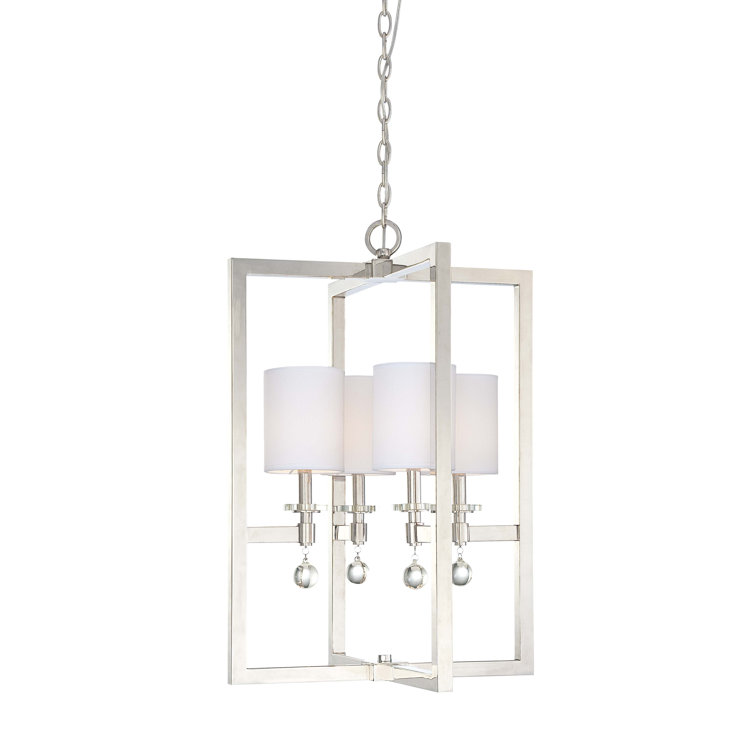 Polished Nickel 4-Light Chandelier with Eidolon Crystal Accents