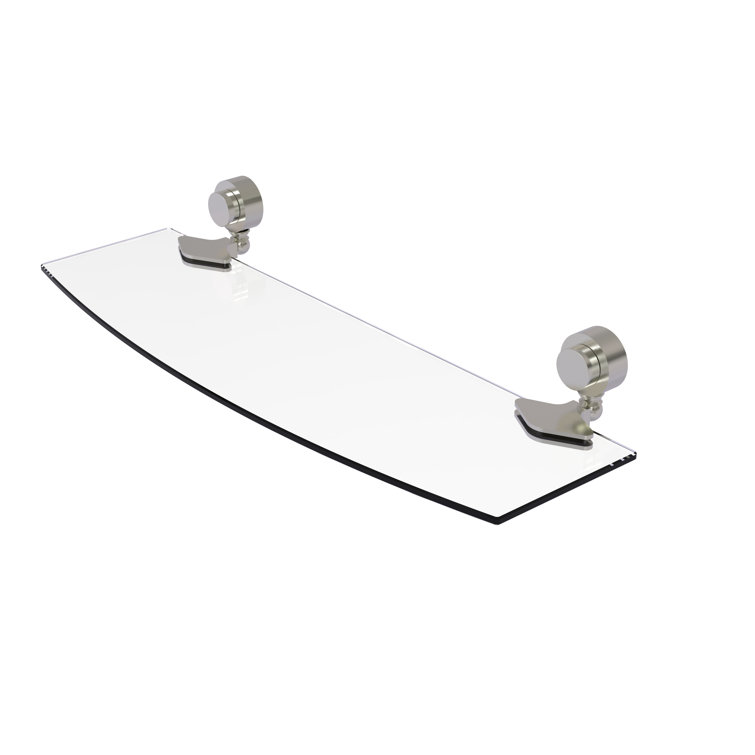 18-Inch Satin Nickel and Glass Wall Shelf