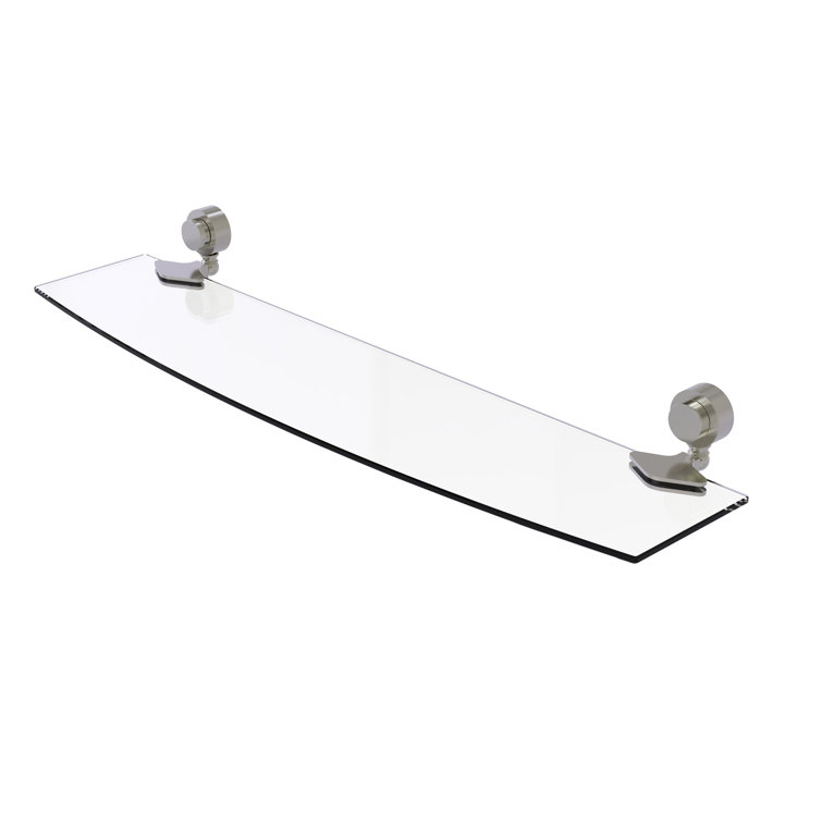 18-Inch Satin Nickel and Glass Wall Shelf