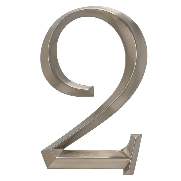 6-Inch Polished Nickel Metal Number 2 House Address