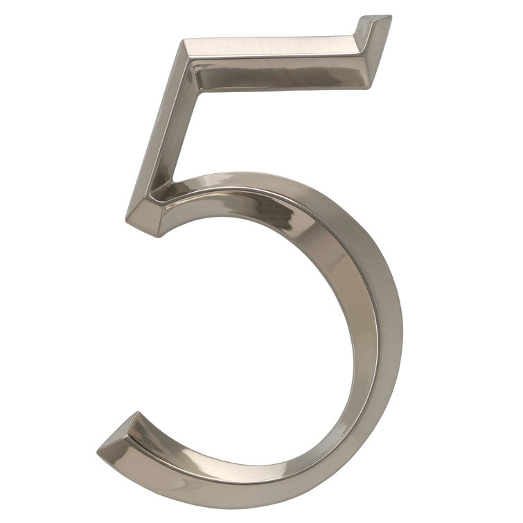 6-Inch Polished Nickel Metal Number 2 House Address