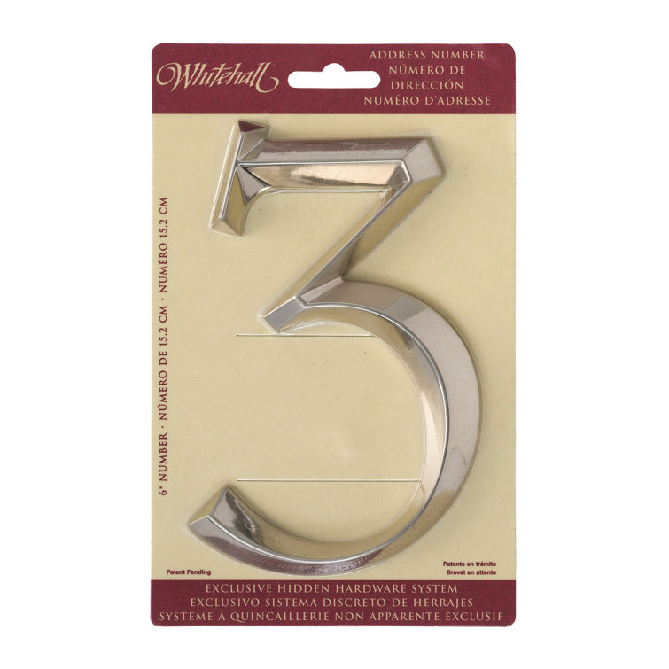 6-Inch Polished Nickel Metal Number 2 House Address