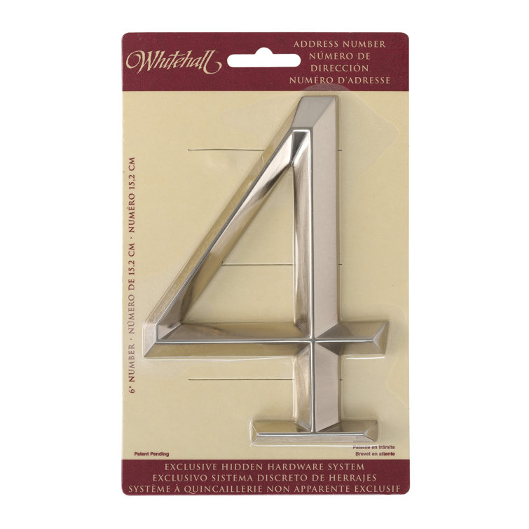 6-Inch Polished Nickel Metal Number 2 House Address