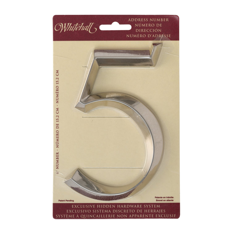 6-Inch Polished Nickel Metal Number 2 House Address