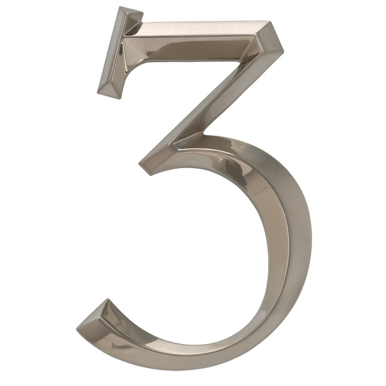 6-Inch Polished Nickel Metal Number 2 House Address