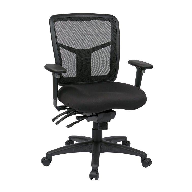 Black Mesh and Fabric Adjustable Executive Office Chair