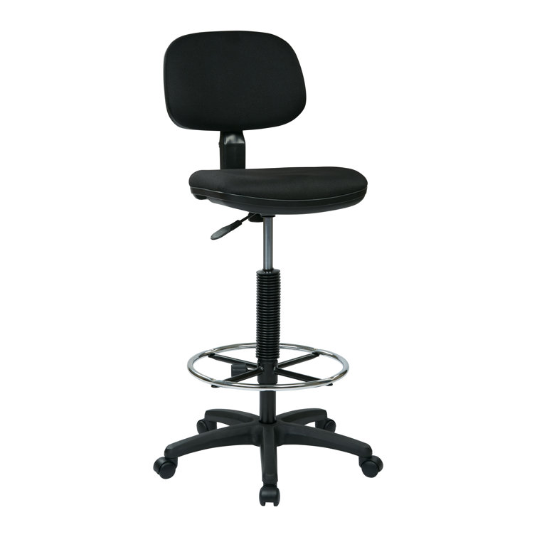 Ergonomic Black Nylon Drafting Chair with Adjustable Footrest