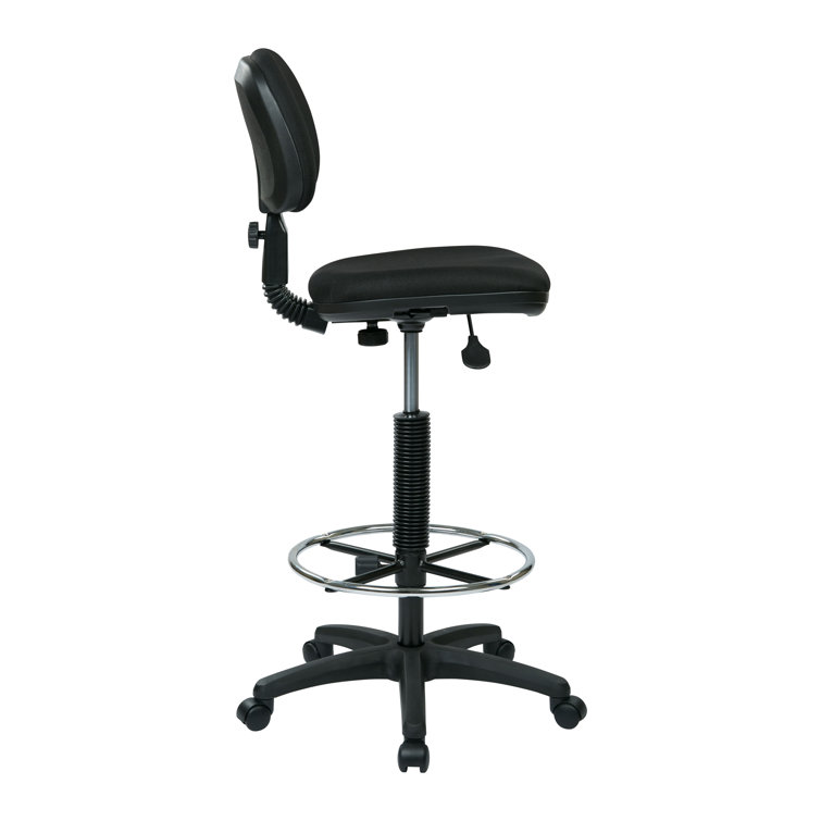 Ergonomic Black Nylon Drafting Chair with Adjustable Footrest