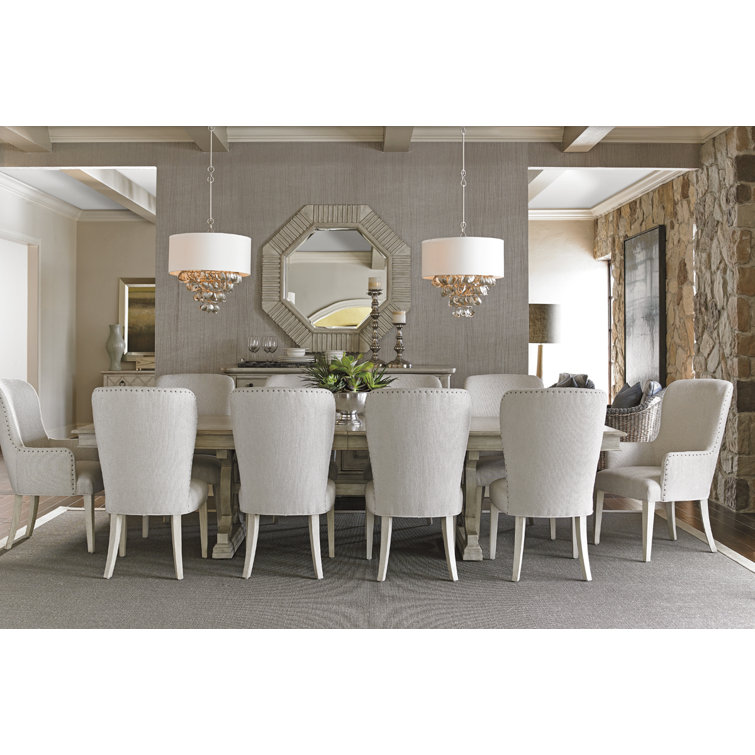 Transitional Baxter Upholstered Side Chair in Cream and Gray