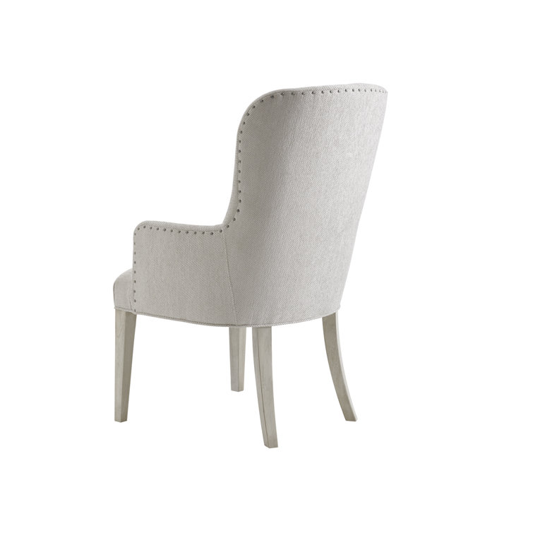 Baxter Transitional Upholstered Arm Chair in Cream and Gray