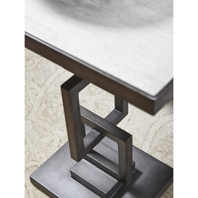 Deerwood 20" Gray Wood and Metal Rectangular Side Table