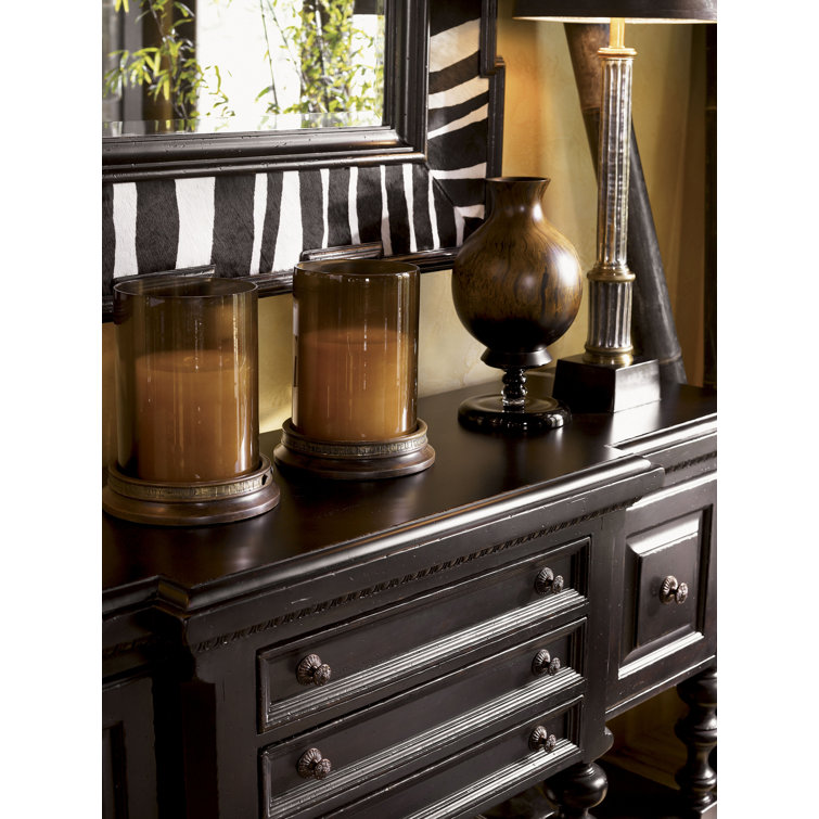 Black Traditional 74" Wooden Huntboard with 3 Drawers