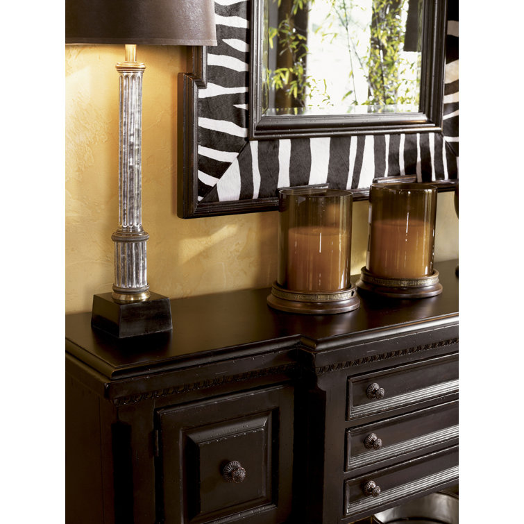 Black Traditional 74" Wooden Huntboard with 3 Drawers