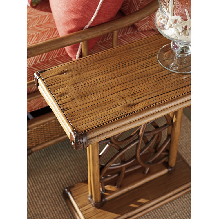 Twin Palms 22'' Brown Rattan and Bamboo Accent Table