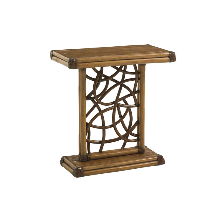 Twin Palms 22'' Brown Rattan and Bamboo Accent Table