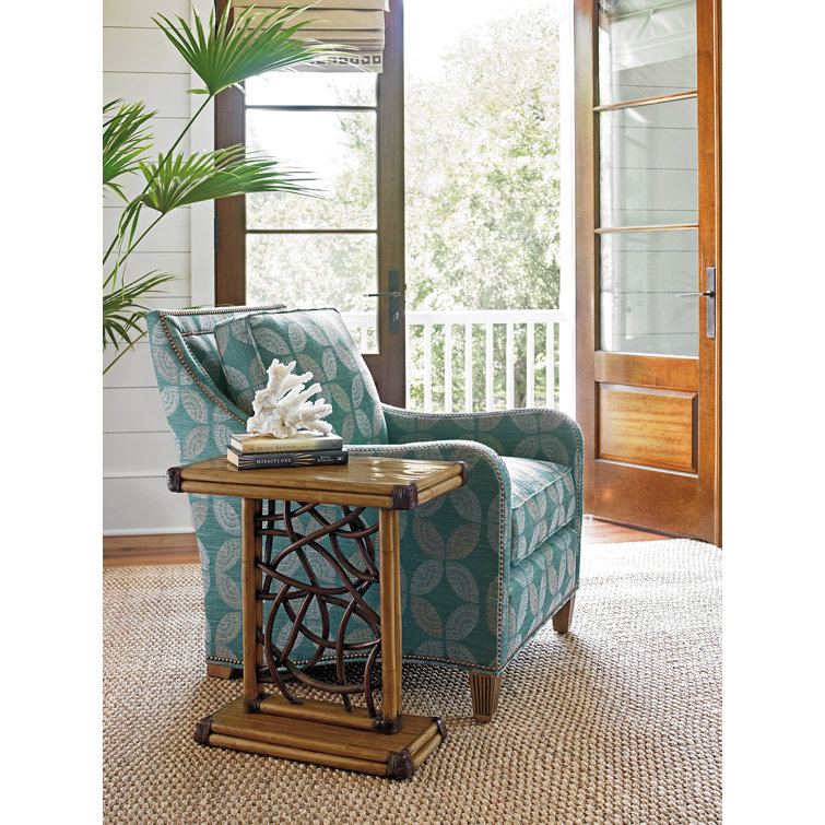Twin Palms 22'' Brown Rattan and Bamboo Accent Table